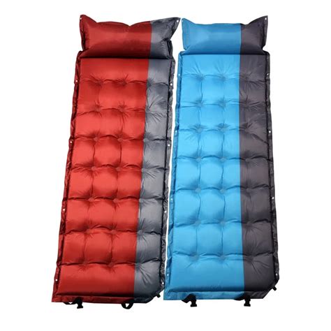 196*65*5cm Comfortable Inflatable Air Mattress Camping Mat Outdoor Pillow Folding Sleeping Bed ...