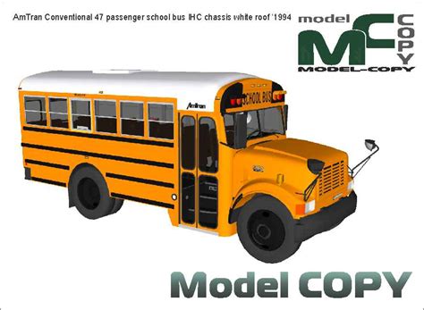 AmTran Conventional 47 passenger school bus IHC chassis white roof ‘1994 - 3D Model - 72755 ...