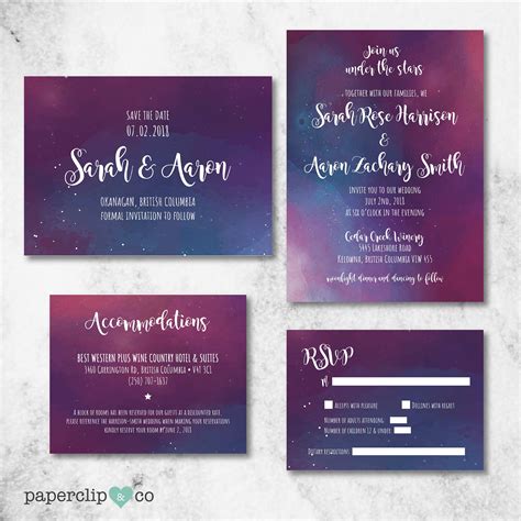 Starry Night Wedding Invitation Suite, Starry Night Sky, Outdoor ...