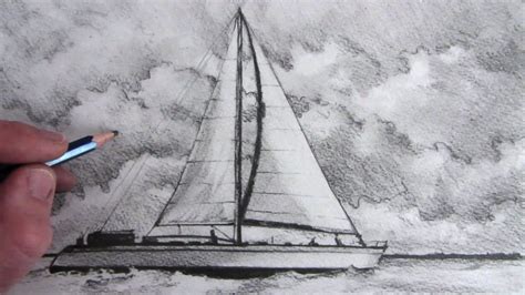 How to Draw a Sailing Boat Pencil Drawing | Sailboat drawing, Boat ...