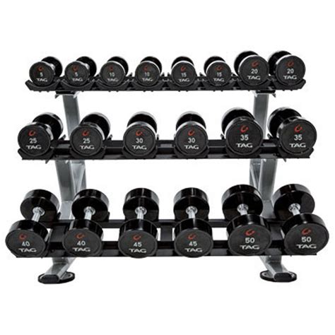 5-50 lb. | Urethane Dumbbell Set w/ Rack | TAG | Gtech Fitness