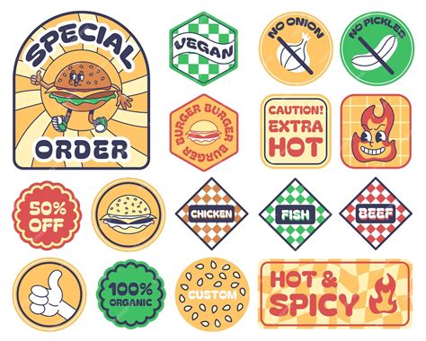 Premium Vector | Fast food burger packaging stickers Special order ...