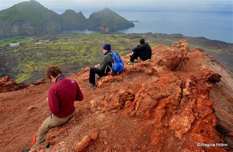 A breathtaking view from the Top of Mt. Eldfell Volcano in the Westman ...