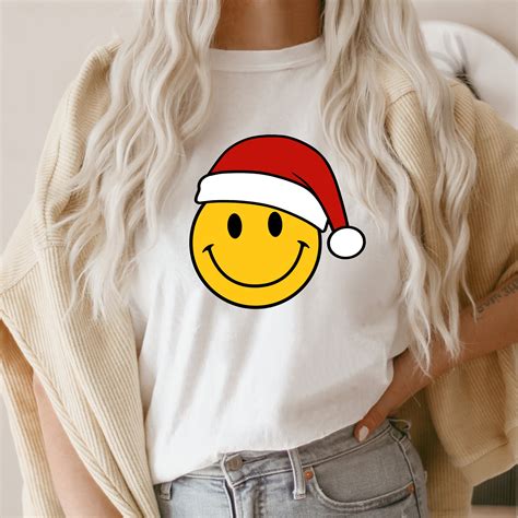 Santa Smiley Face SVG Smiley Face With Santa Hat Christmas - Etsy