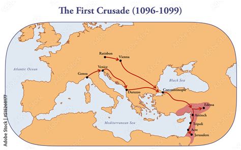 Map of the first crusade route Stock Illustration | Adobe Stock