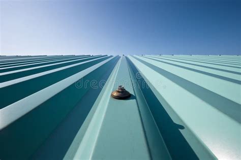 New Roof with Colored Corrugated Metal Sheet Stock Photo - Image of ...