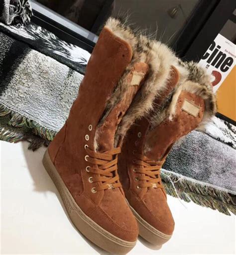 2018 Luxury Brand Furry Snow Boots Fur Suede Youth Snow Boot Warm Anti Skid Skiing Winter High ...