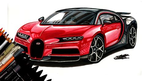 How To Draw A Realistic Car Bugatti Chiron Time Lapse Drawing | Images ...