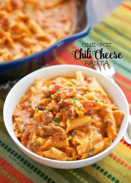 One Pot Chili Cheese Pasta - Plain Chicken