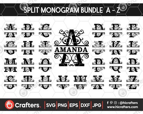 Split Monogram Letters SVG Files For Cricut | Hi Crafters | Monogram ...