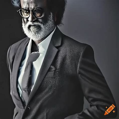 Rajinikanth in a stylish suit and beard