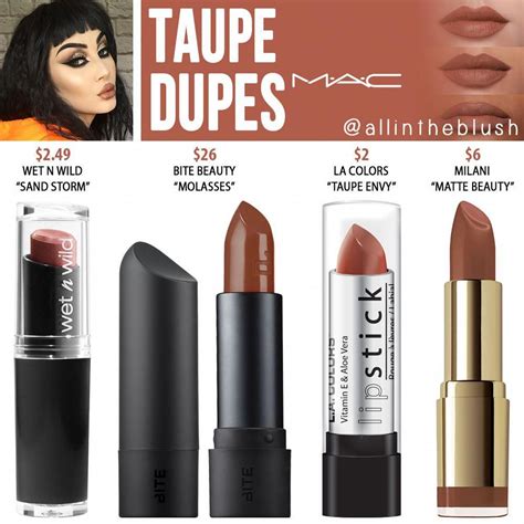 MAC TAUPE LIPSTICK DUPES #dupemakeup | Mac lipstick dupes, Lipstick ...