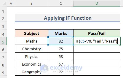 How to Calculate Subject Wise Pass or Fail with Formula in Excel