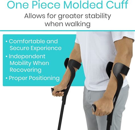 Vive Forearm Crutches (Pair) - Lightweight & Adjustable for Adults - Ergonomic Design, Heavy ...