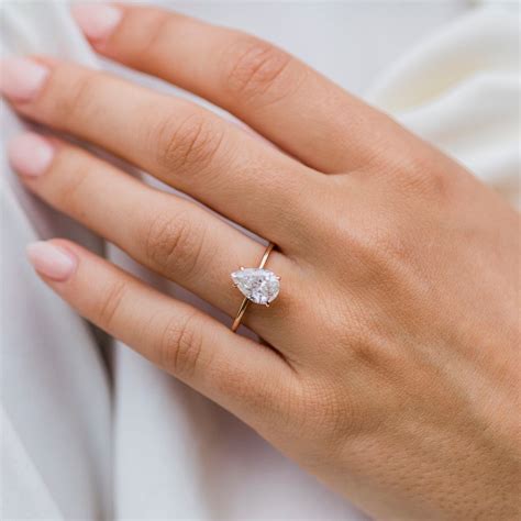 The Harper Ring (2.25 Carat) | Pear moissanite engagement ring, Tear ...