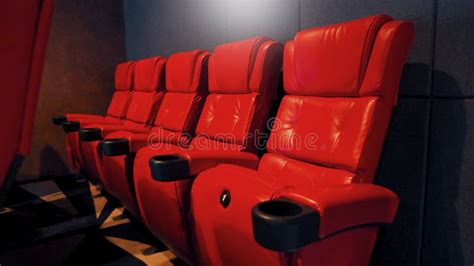 Red Color Leather Movie Theater Cinema Seat Chairs. Stock Image - Image of movie, film: 109798343