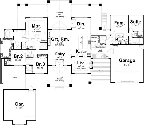 1 Story Beach-Lake Style House Plan with In-Law Suite | Ridgewood in 2022 | House plans ...