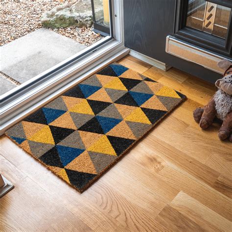 Non Slip Coir Welcome Indoor Outdoor Door Mats Doormats 60cm Triangles Grey | eBay