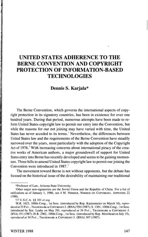 (PDF) United States Adherence to the Berne Convention and Copyright Protection of Information ...