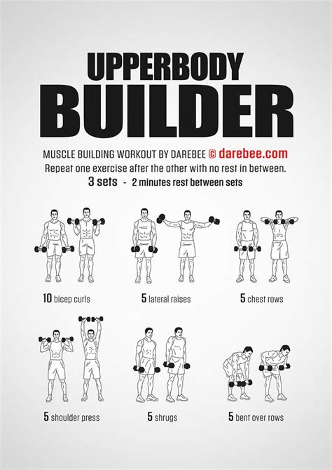 Upperbody Builder Workout | Dumbbell workout plan, Muscle building ...