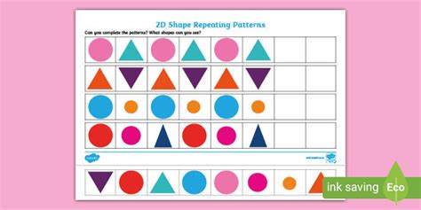 👉 Circles and Triangles Pattern Repeating 2D Shape Activity