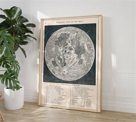 Printable Moon Map Vintage Moon Poster Astronomy Antique - Etsy