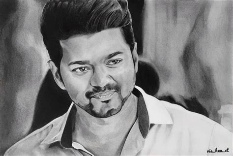 Vijay Pencil Drawing Pencil Sketch Portrait, Pencil Art, Pencil ...