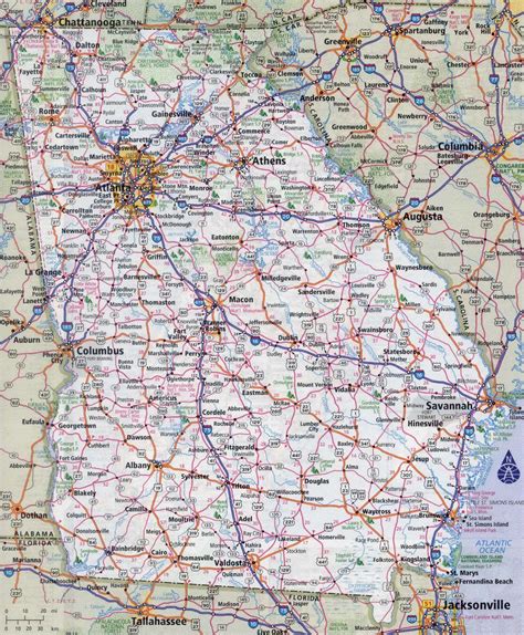 Large detailed roads and highways map of Georgia state with all cities | Georgia state | USA ...