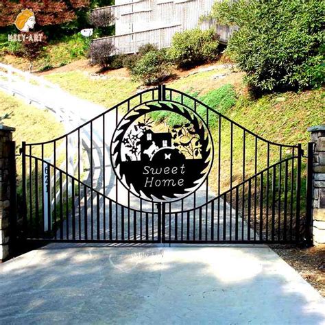 Large Wrought Iron Main Gate Design with Abstract Decoration for Garden Wholesale MLIS-100 ...