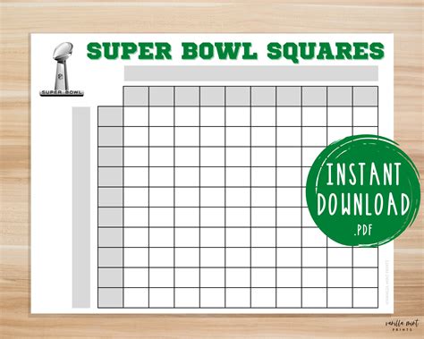 Super Bowl Squares Game Super Bowl Party Games Printable | Etsy