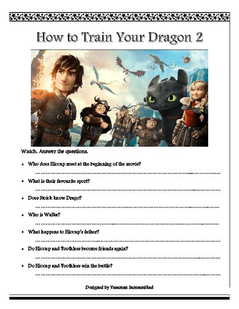 Movie Worksheet: How to Train Your Dragon 2