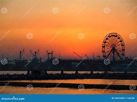 Kaohsiung Harbor at Dusk stock photo. Image of outline - 18472454