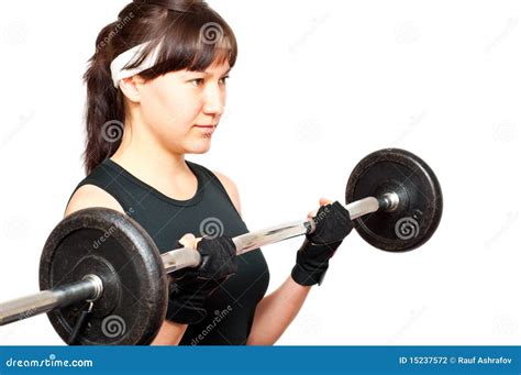 Young Woman Doing A Bicep Curl Stock Photography - Image: 15237572