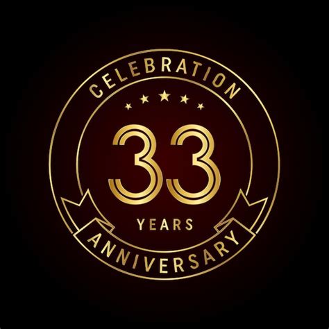 Premium Vector | 33th anniversary emblem design with golden number and ribbon line art design ...