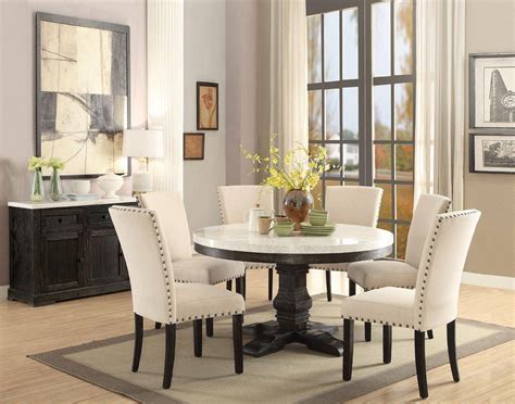 Buy ACME Nolan 72845 Dining Table Set 5 Pcs in Black, White, Marble online