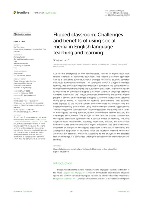 (PDF) Flipped classroom: Challenges and benefits of using social media ...