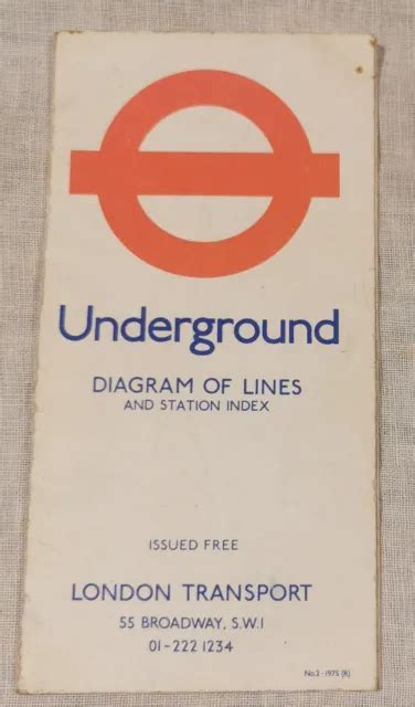 1975, LONDON UNDERGROUND TUBE MAP - Diagram of Lines and Station Index EUR 10,53 - PicClick IT