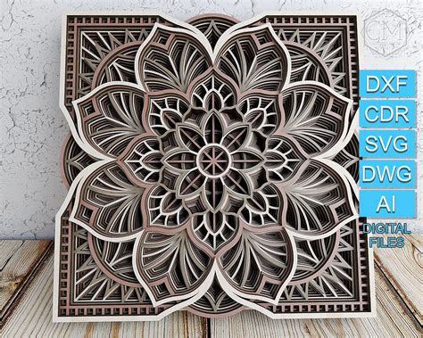 Layered Laser Cut Mandala Laser Cut Mandala DXF Multilayer | Etsy