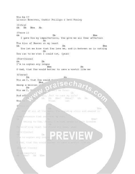 Who Am I Chords PDF (Lincoln Brewster) - PraiseCharts