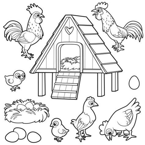 Drawing Of The Chicken Coop Illustrations, Royalty-Free Vector Graphics ...