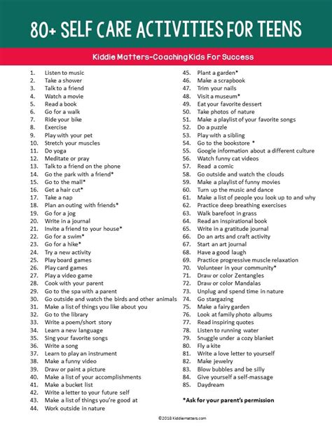 80+ Self-Care Activities for Teens - Kiddie Matters