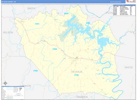 DeKalb County, TN Wall Map Basic Style by MarketMAPS