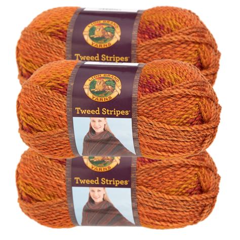 Lion Brand Yarn (3 Pack) Chunky Yarn Acrylic 100 Percent Soft Yarn For Knitting Crocheting Bulky ...