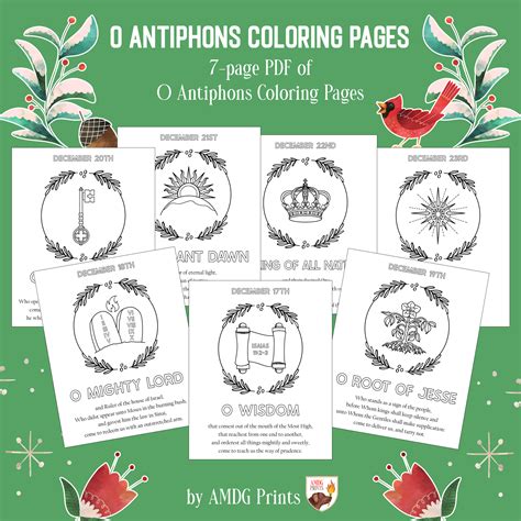 O Antiphons English Coloring Pages - AMDG Prints