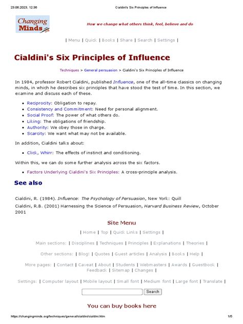 Cialdini's Six Principles of Influence | PDF | Persuasion | Negotiation