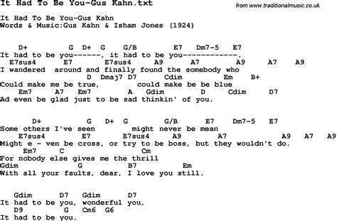 Jazz Song - It Had To Be You-Gus Kahn with Chords, Tabs and Lyrics from top bands and artists