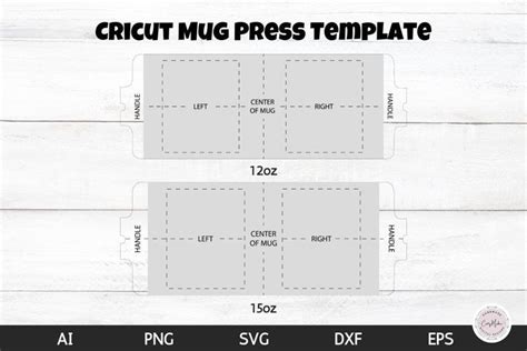 Cricut Mug Press Template 12oz and 15oz Mug Sizes | AI | SVG | Mug ...