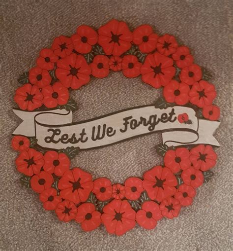 Remembrance Poppy Wreath Handmade Hand-painted Wooden Lest We | Etsy