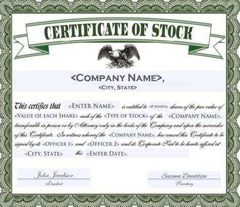 5 Sample Stock Certificate Templates to Download | Sample Templates