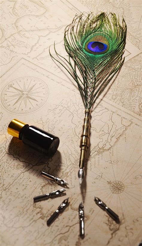 Peacock Feather Calligraphy Dip Fountain Pen With 5 | Etsy | Peacock feather, Fountain pen, Pen